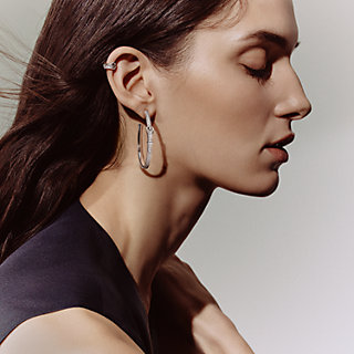 Etriviere dangle earrings, large model - White gold | Hermès USA